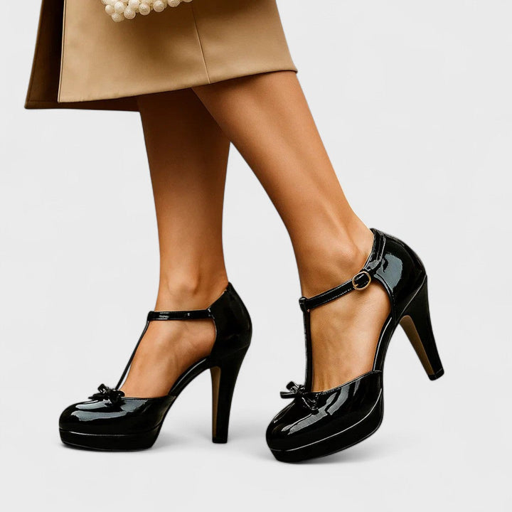 Women's T-Strap Pumps | Block Heel Court Shoes | Party Heels-Fashion Nora