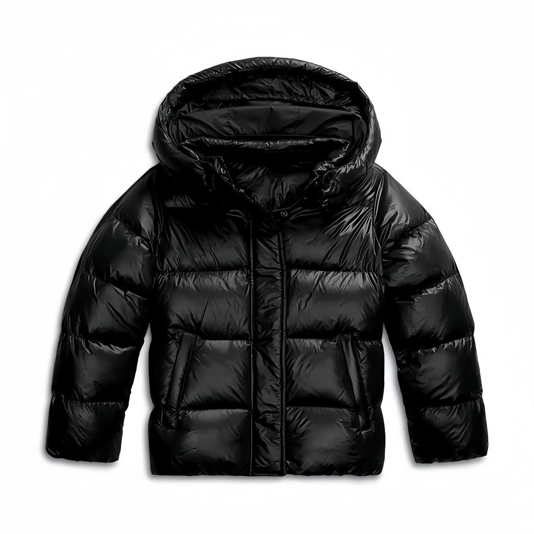 Women's Puffer Jacket | Hooded | Glossy Quilted | Side Pockets-Fashion Nora