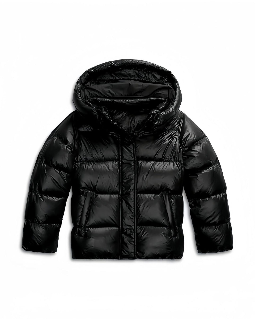 Women's Puffer Jacket | Hooded | Glossy Quilted | Side Pockets-Fashion Nora
