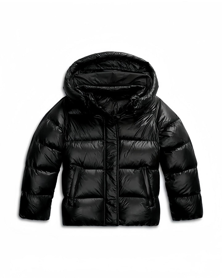 Women's Puffer Jacket | Hooded | Glossy Quilted | Side Pockets-Fashion Nora