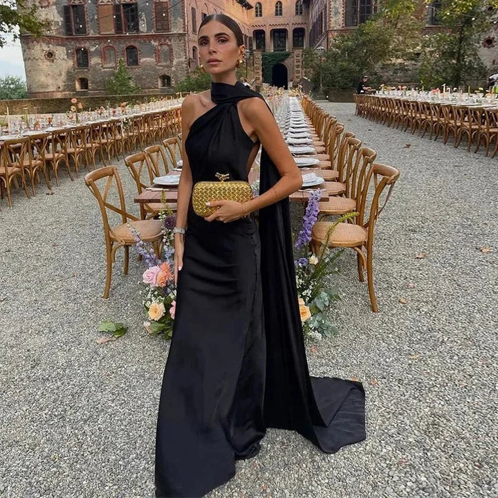 Maxi Dress | Draped One Shoulder Wedding Guest Formal-Fashion Nora