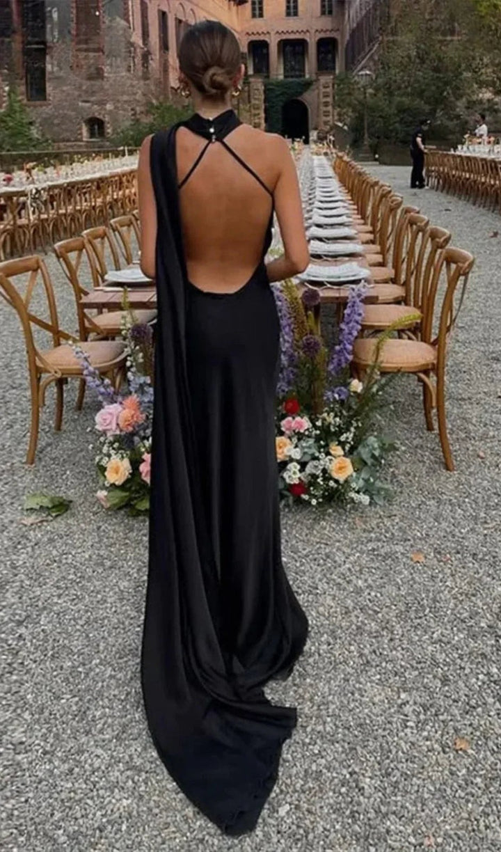 Maxi Dress | Draped One Shoulder Wedding Guest Formal-Fashion Nora