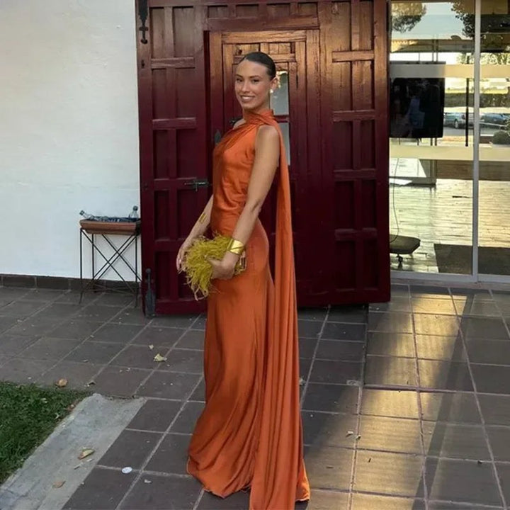 Maxi Dress | Draped One Shoulder Wedding Guest Formal-Fashion Nora