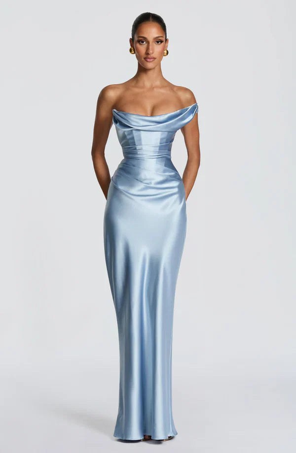 Maxi Dress | Strapless Lace Up Back | Wedding Guest-Fashion Nora