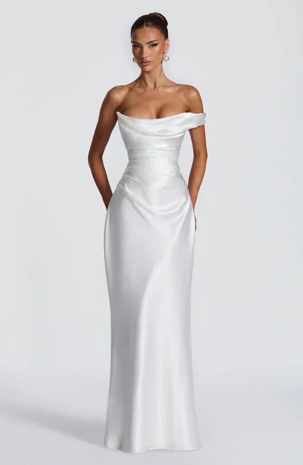 Maxi Dress | Strapless Lace Up Back | Wedding Guest-Fashion Nora