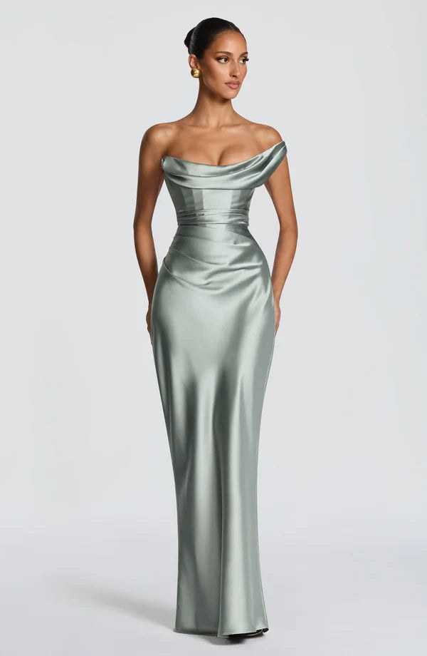 Maxi Dress | Strapless Lace Up Back | Wedding Guest-Fashion Nora