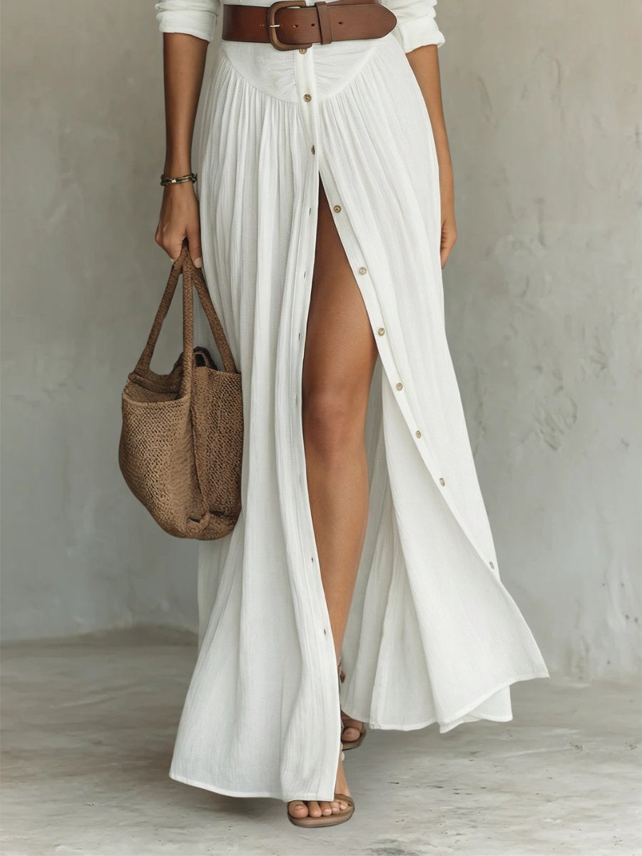Maxi Shirt Dress | Boho | Button Front | Belted Waist-Fashion Nora