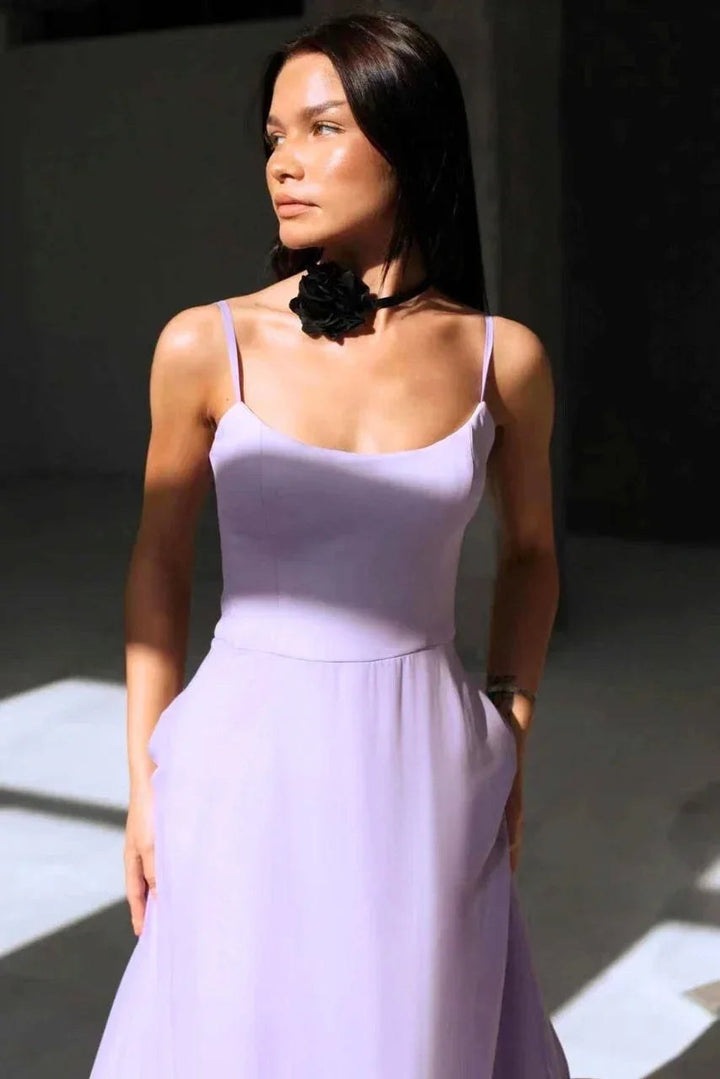 Midi Dress | Ruffles Thin Straps | Cocktail Wedding Guest-Fashion Nora