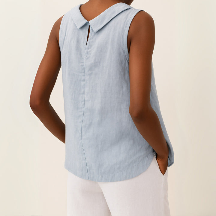 Sleeveless Top | Longline | Collared | Relaxed Fit-Fashion Nora