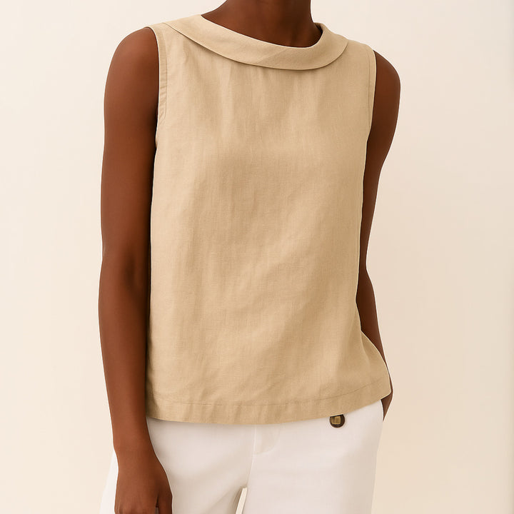 Sleeveless Top | Longline | Collared | Relaxed Fit-Fashion Nora