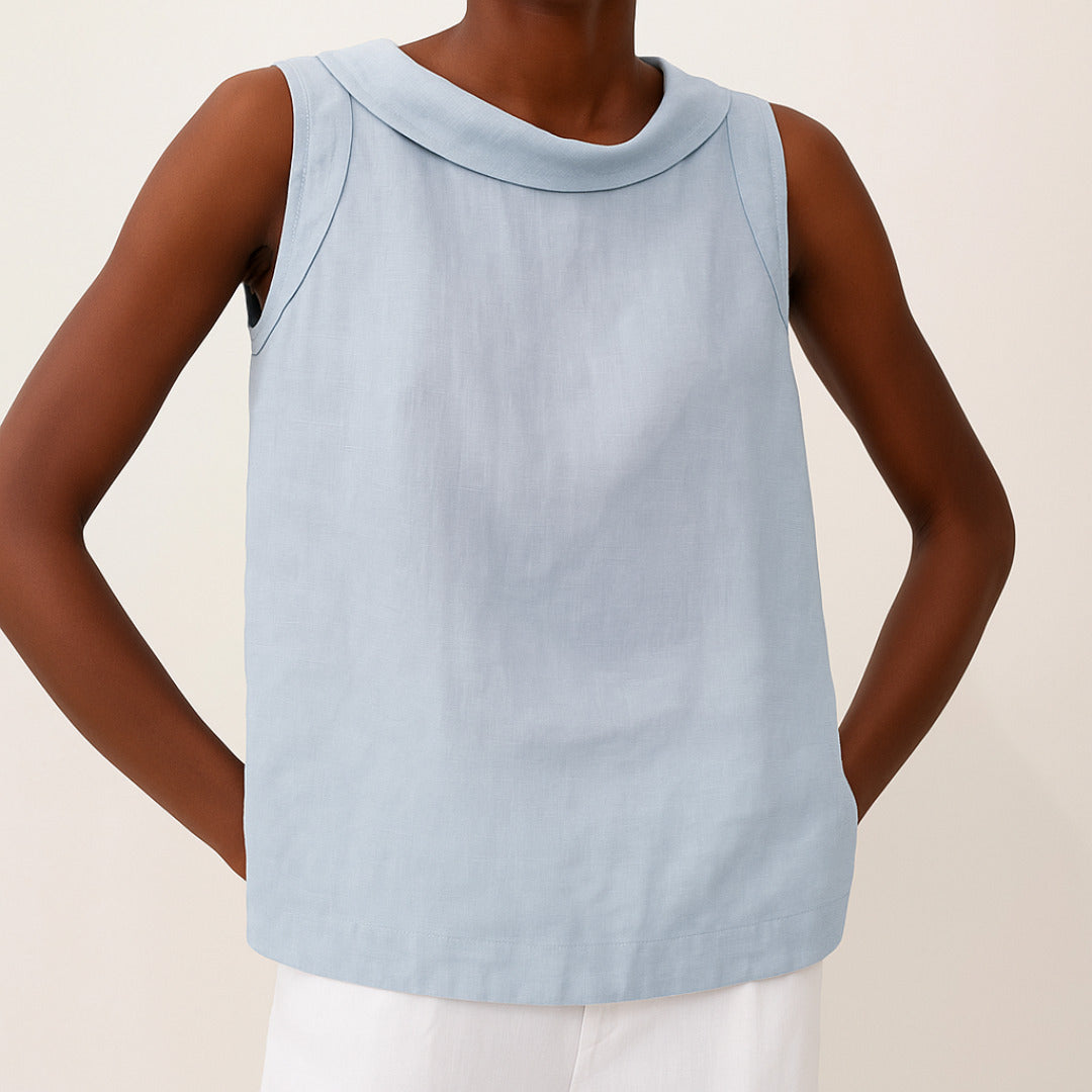 Sleeveless Top | Longline | Collared | Relaxed Fit-Fashion Nora