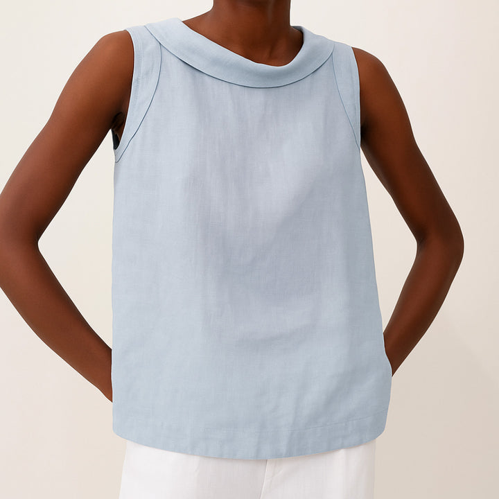 Sleeveless Top | Longline | Collared | Relaxed Fit-Fashion Nora