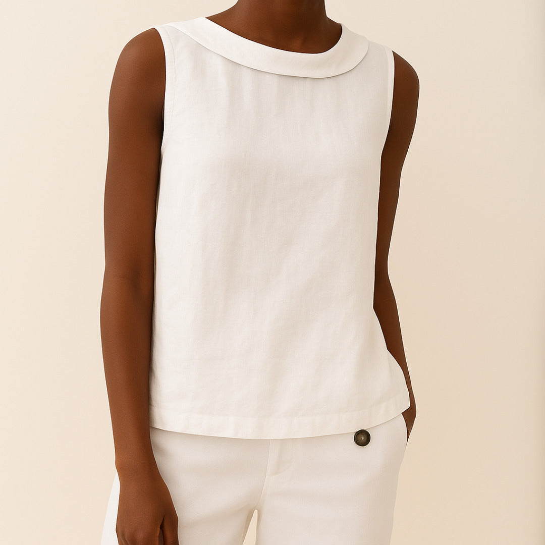 Sleeveless Top | Longline | Collared | Relaxed Fit-Fashion Nora