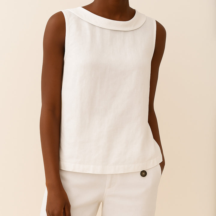 Sleeveless Top | Longline | Collared | Relaxed Fit-Fashion Nora