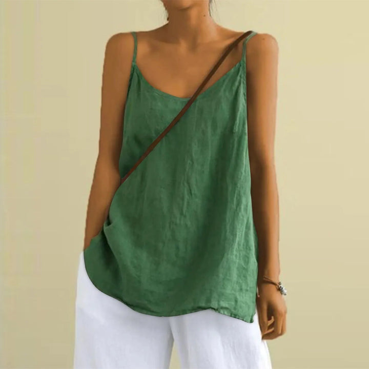 Women's green sleeveless oversized linen cami summer top