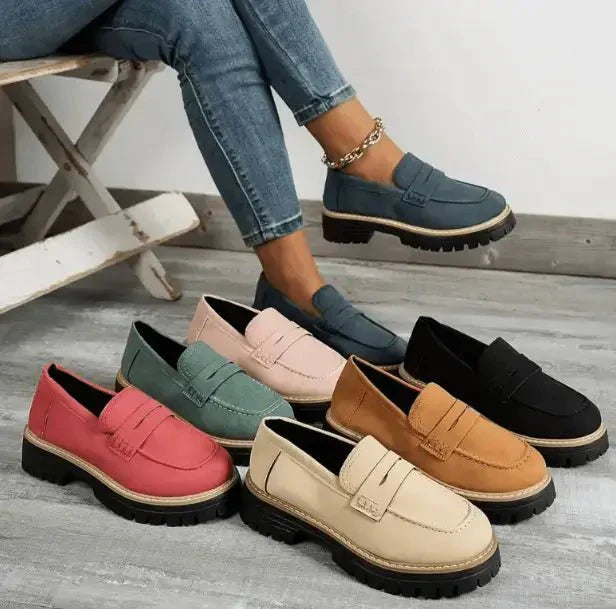 Women's chunky platform slip-on loafers in seven colours