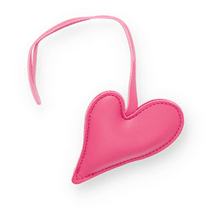 Pink PU leather heart bag charm with loop strap