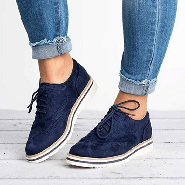 Women's blue lace-up brogue platform sneakers