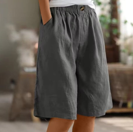 Womens Shorts | Wide Leg | Elastic Waist | Knee Length-Fashion Nora