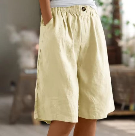 Womens Shorts | Wide Leg | Elastic Waist | Knee Length-Fashion Nora