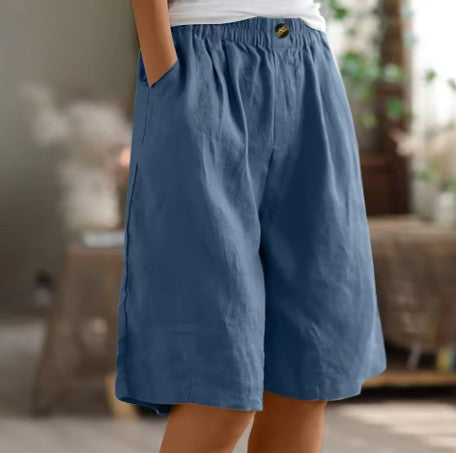 Womens Shorts | Wide Leg | Elastic Waist | Knee Length-Fashion Nora