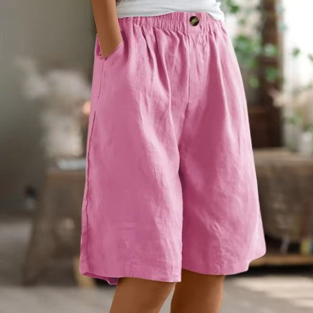 Womens Shorts | Wide Leg | Elastic Waist | Knee Length-Fashion Nora