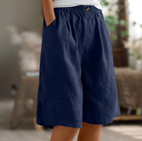 Womens Shorts | Wide Leg | Elastic Waist | Knee Length-Fashion Nora