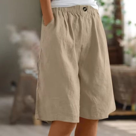 Womens Shorts | Wide Leg | Elastic Waist | Knee Length-Fashion Nora