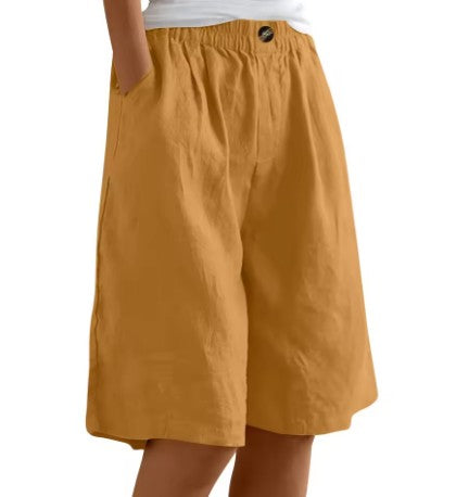 Womens Shorts | Wide Leg | Elastic Waist | Knee Length-Fashion Nora