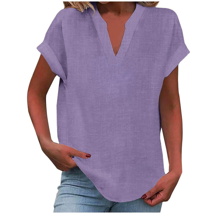 Womens Tops | V Neck | Short Sleeve | Relaxed Fit-Fashion Nora
