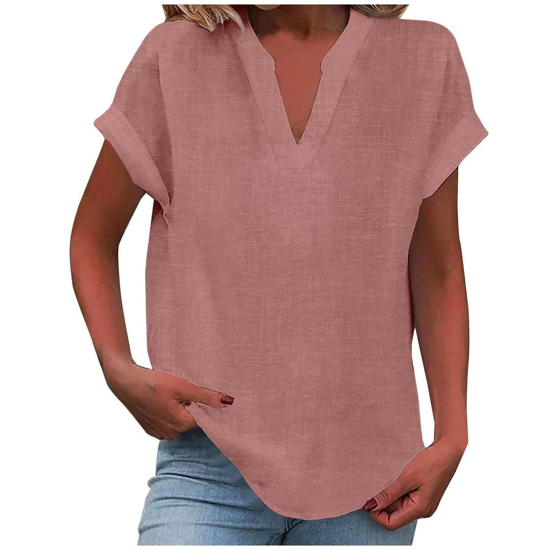 Womens Tops | V Neck | Short Sleeve | Relaxed Fit-Fashion Nora