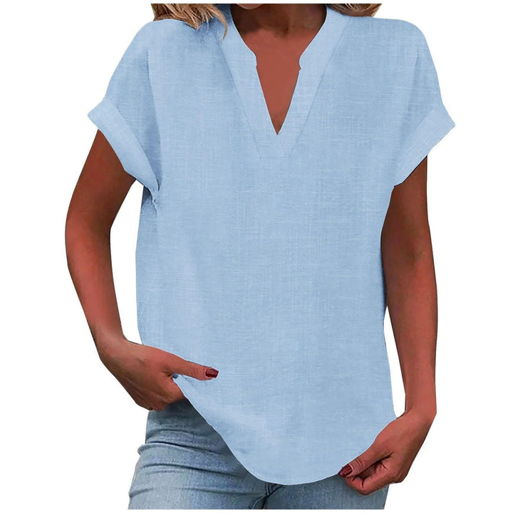 Womens Tops | V Neck | Short Sleeve | Relaxed Fit-Fashion Nora