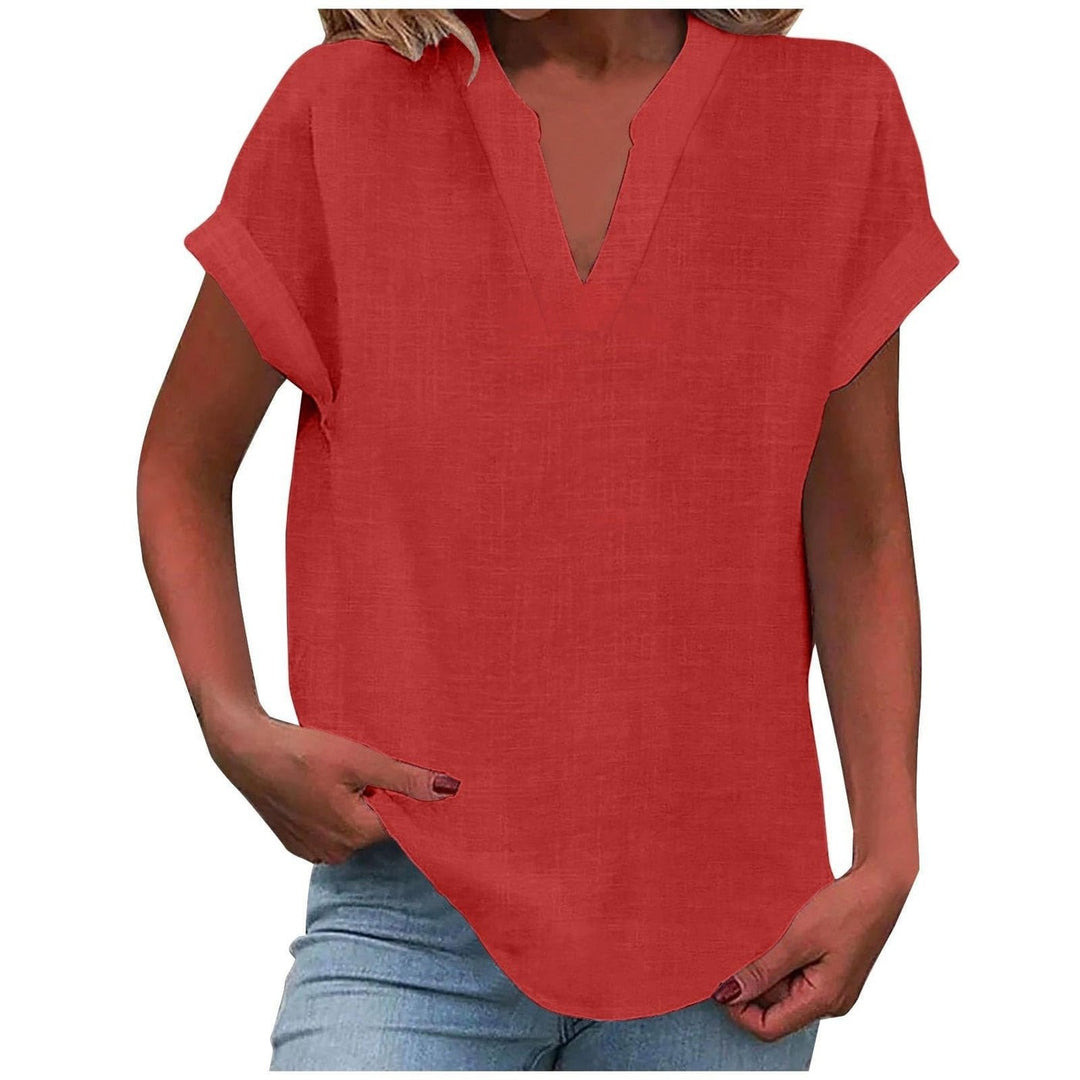 Womens Tops | V Neck | Short Sleeve | Relaxed Fit-Fashion Nora