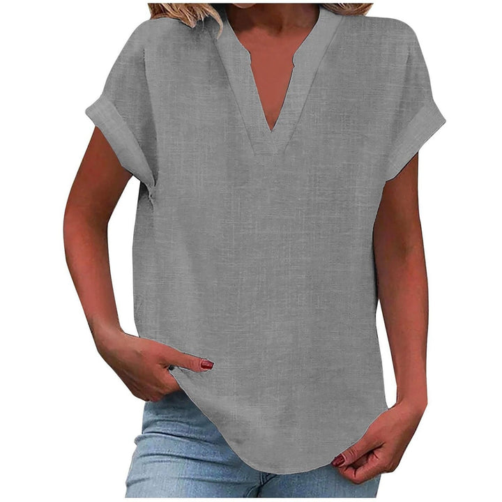 Womens Tops | V Neck | Short Sleeve | Relaxed Fit-Fashion Nora