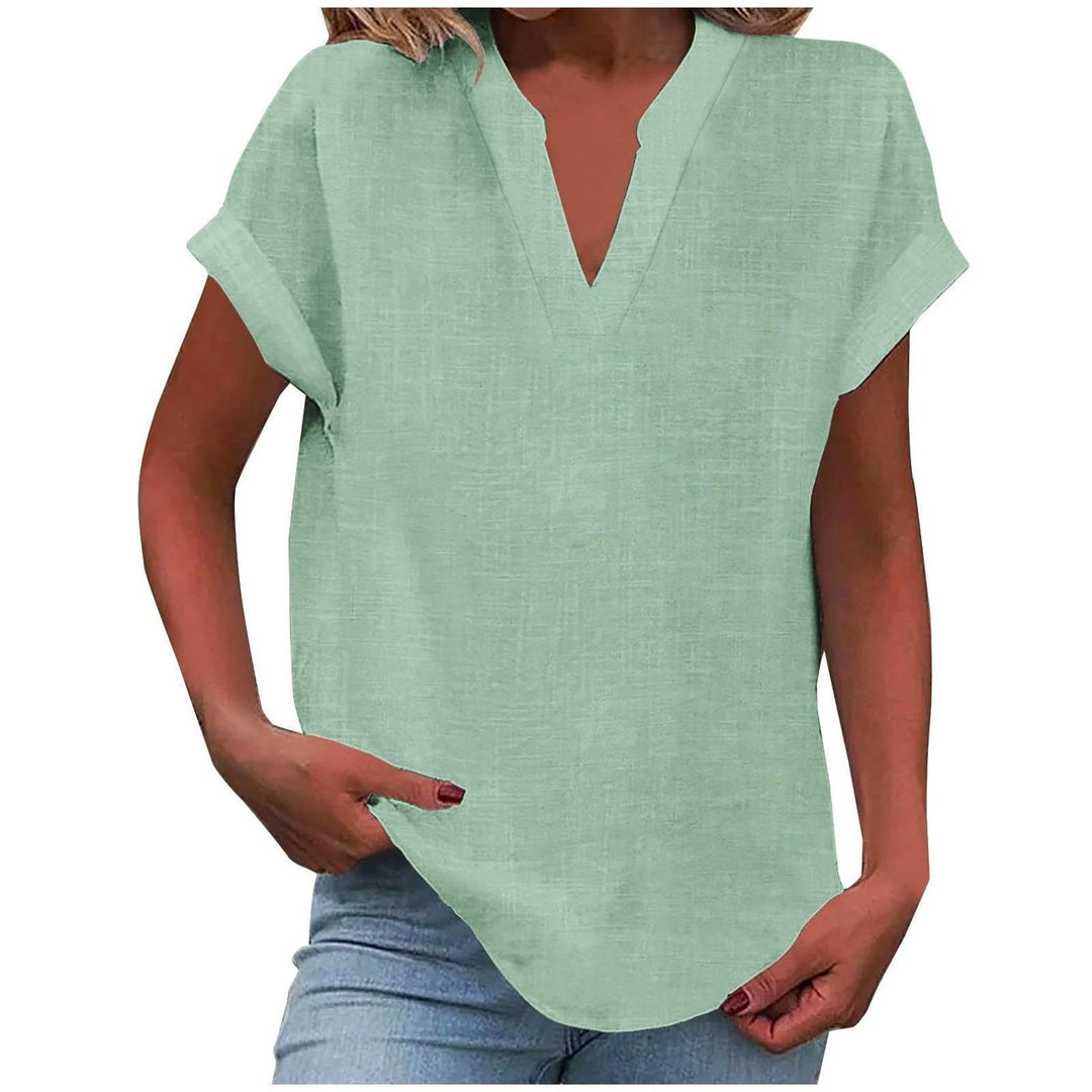 Womens Tops | V Neck | Short Sleeve | Relaxed Fit-Fashion Nora
