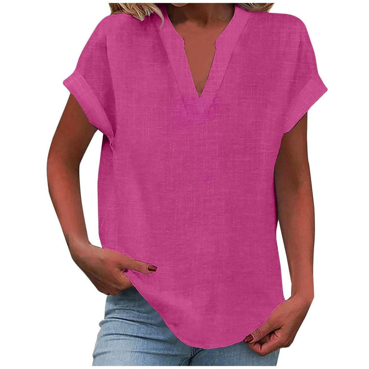 Womens Tops | V Neck | Short Sleeve | Relaxed Fit-Fashion Nora