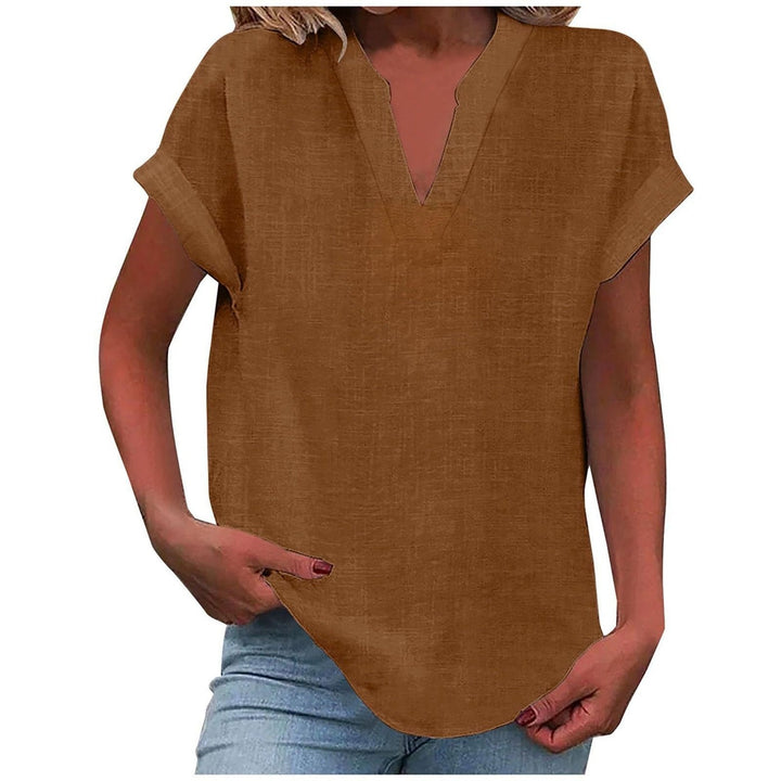 Womens Tops | V Neck | Short Sleeve | Relaxed Fit-Fashion Nora